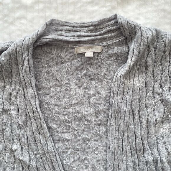 Woman Within Gray Cable Knit Open Cardigan Lightweight Sweater Womens Plus 2X - Picture 4 of 10